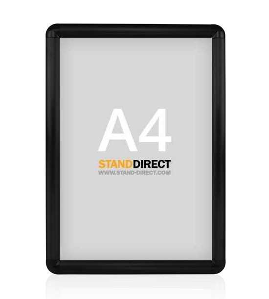 A4 Klapprahmen schwarz, runde Ecken