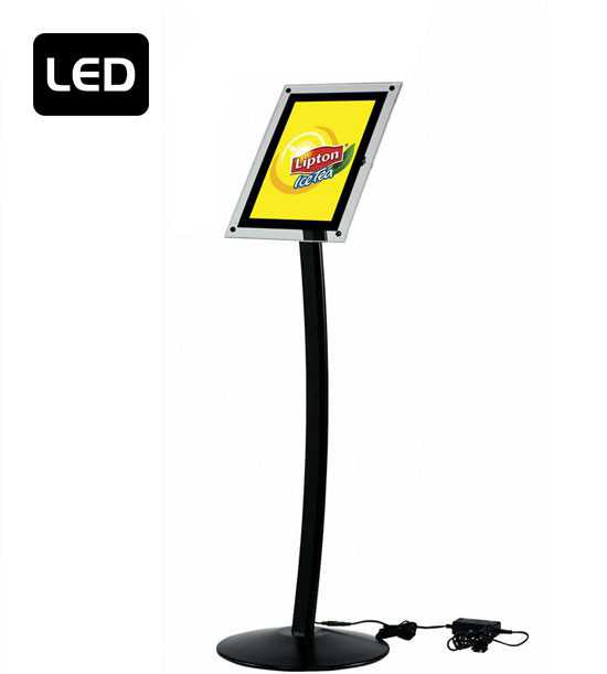 Gebogen menubord acryl LED, zwart