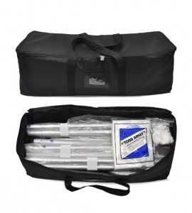 Beurswand geleverd met transport tas op wielen